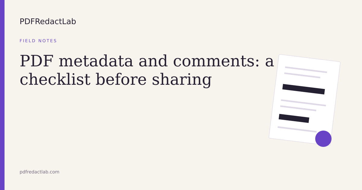 PDF metadata and comments: a checklist before sharing