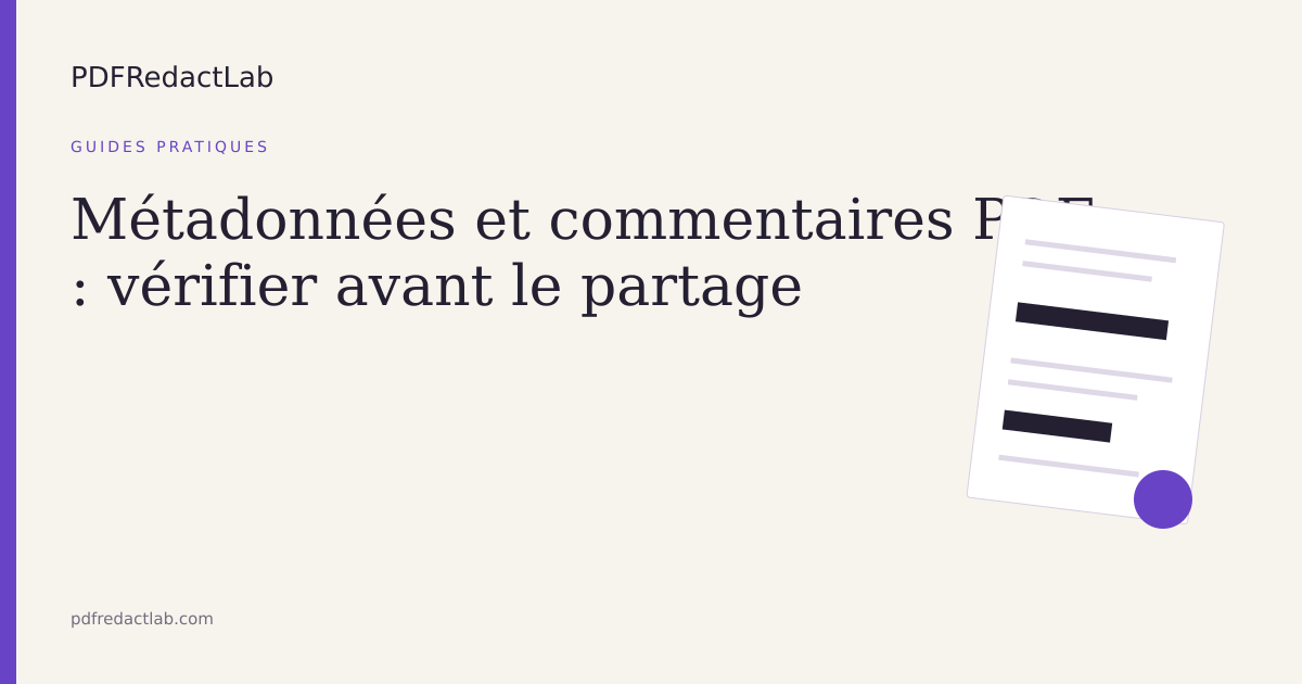 Métadonnées et commentaires PDF : vérifier avant le partage